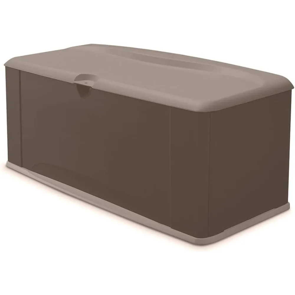 

Large Weatherproof Resin Deck Storage Box with Seating, 120 Gallon Capacity, Brown, Ideal for Outdoor Home Organization