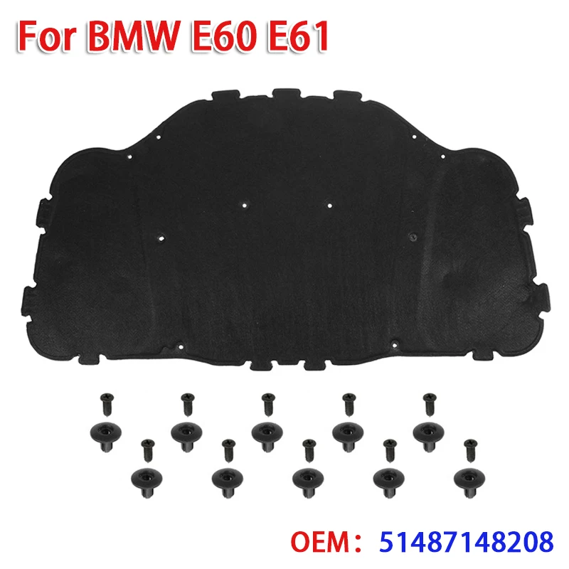 

Black Car Engine Hood Heat Insulation Sound Deadener Cotton for BMW E60 E61 (OEM：51487148208)