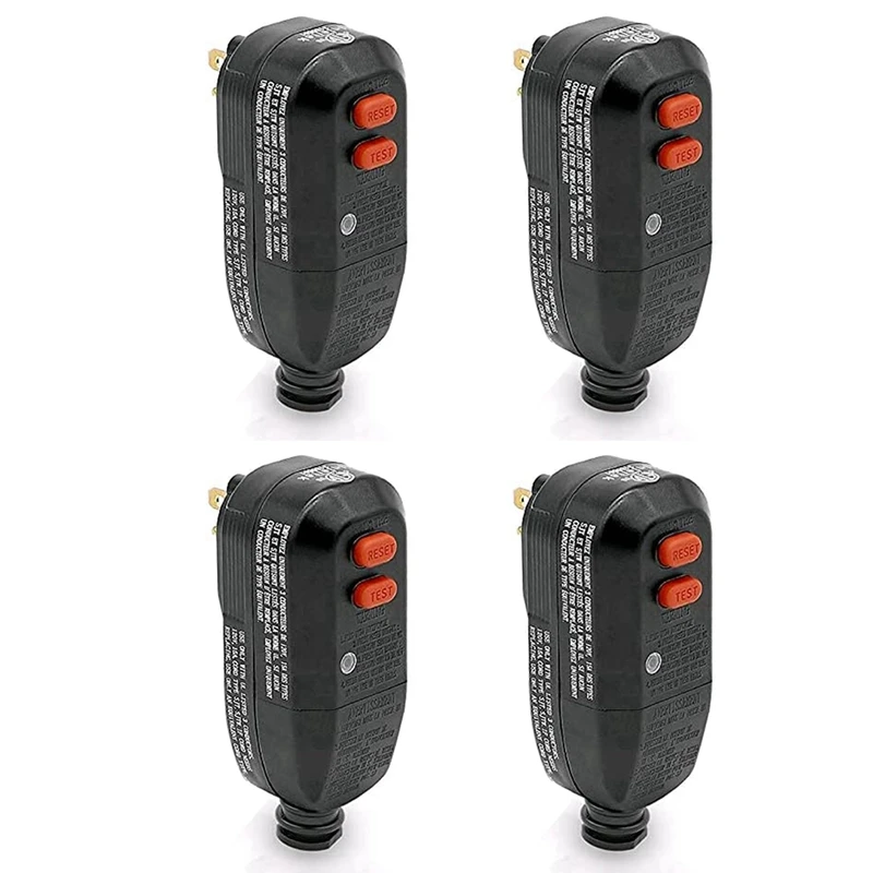 

4X GFCI Replacement Plug 3-Prongs 15A 3-Wires With Ground Fault Circuit Interrupter Safety RCD Protection US Plug