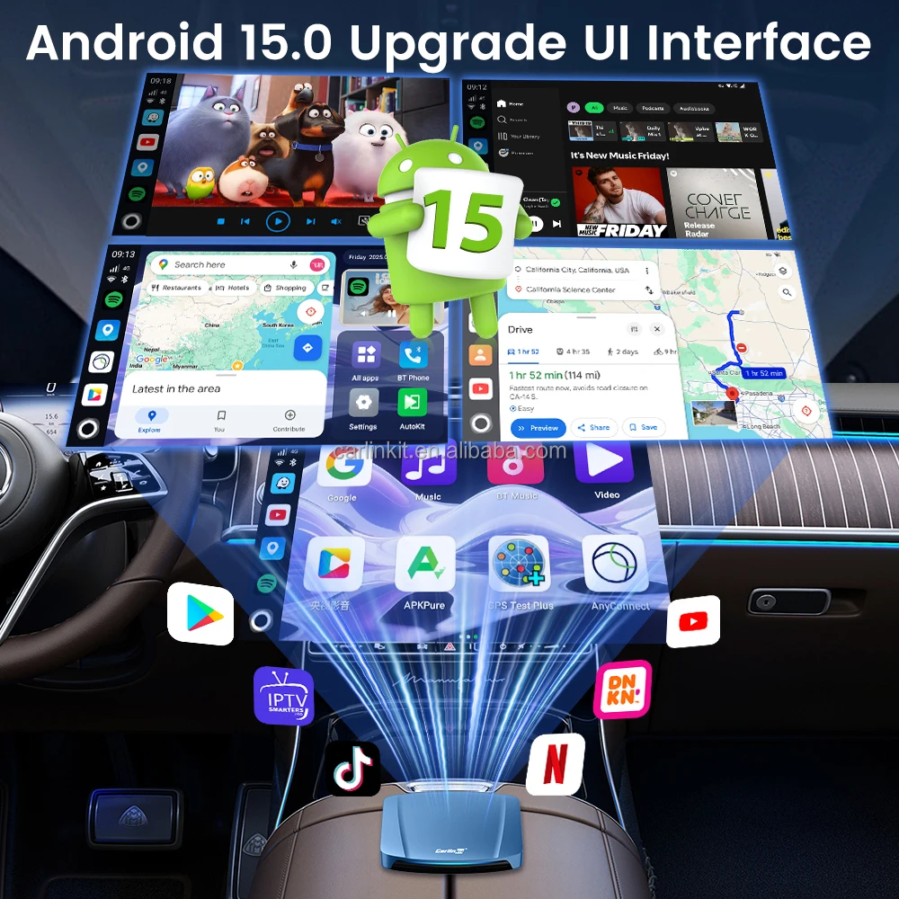NewTbox Dual Channel Wireless Android Auto Adapter carlinkit Carplay Dongl 8g 128gb SM6350 Android Car Play 128G Ai Box for yout