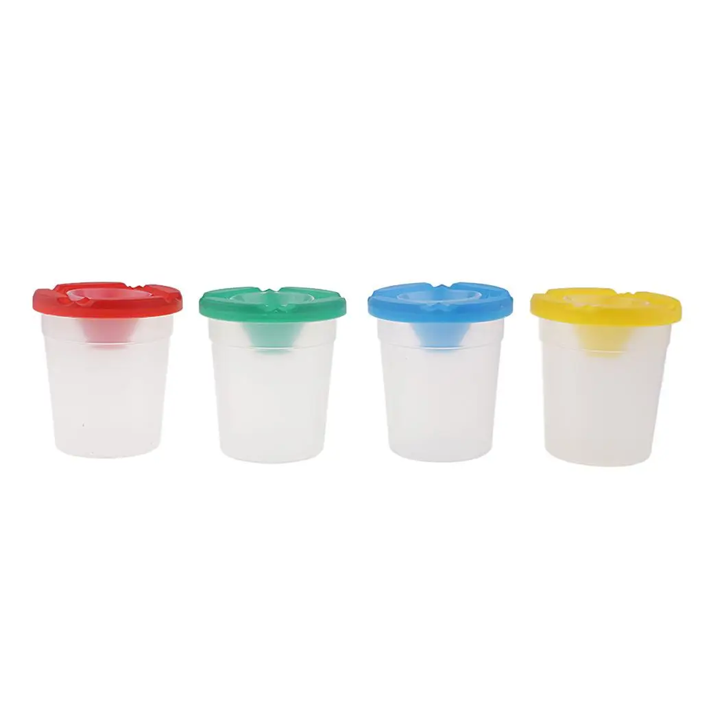 Overflow-proof Paint Cups with Lids, 1 Children's Painting Tool Brushes