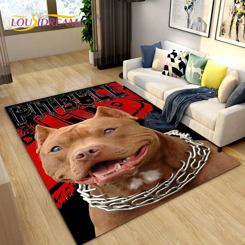 3D Cartoon French Pitbull Dog Area Rug,Carpet Rug for Living Room Bedroom Sofa Doormat Kitchen Decoration,Mat Non-slip Floor Mat