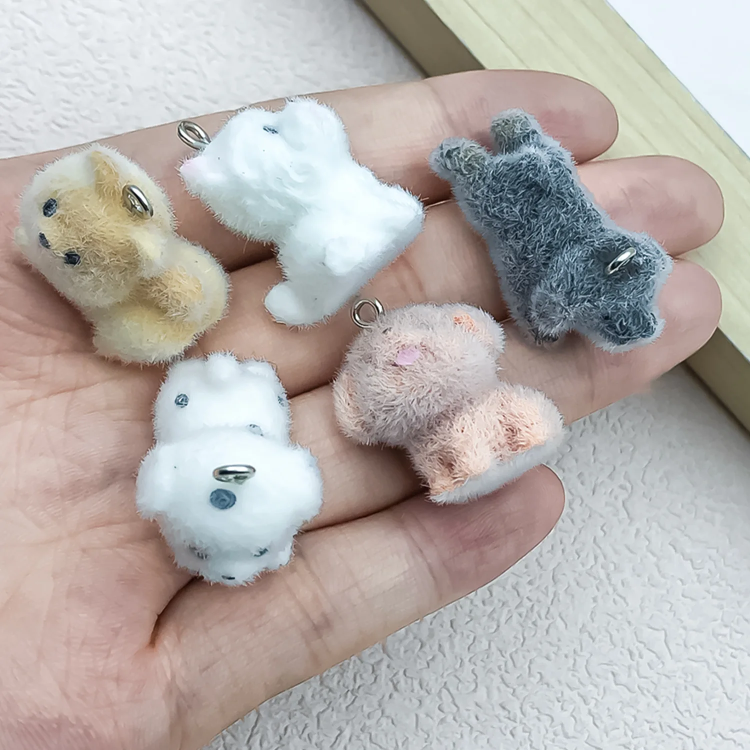 5pcs&1pc Flocked Resin Animal (Dog, Unicorn, etc.) Set – Craft Materials for Handmade Earrings, Bracelets, Necklaces, Keychains - view 3