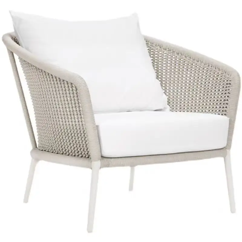 Outdoor leisure sofa courtyard terrace balcony villa homestay sunscreen rope knitted rattan chair soft furniture rattan knitted