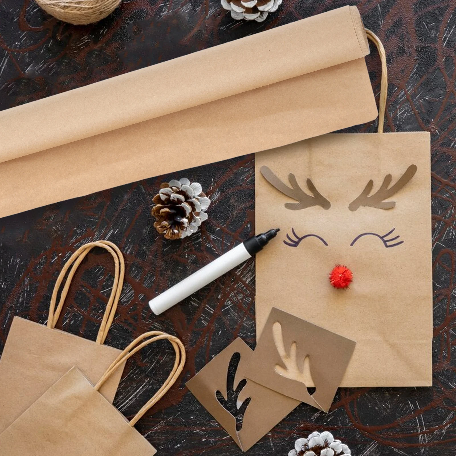 Kraft Paper in Roll Bouquet Wrapping Brown Boho Small Craft Tablecloth Newsprint Banner Parchment Furniture Made of Material