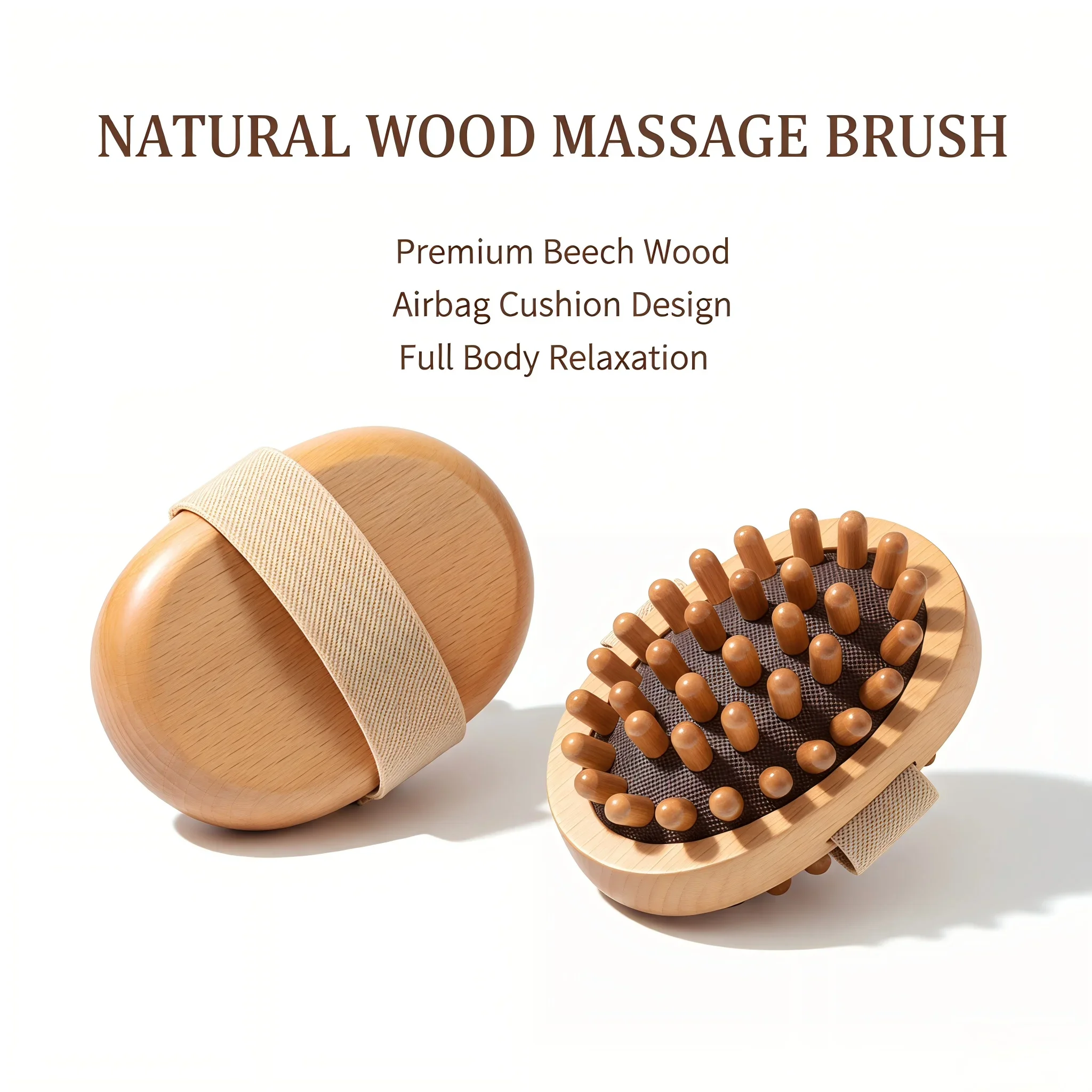 

Wooden Air Cushion Meridian Massage Brush, Anti Cellulite Handheld Body Massager, Lymphatic Drainage SPA Tool for Belly Leg Arm