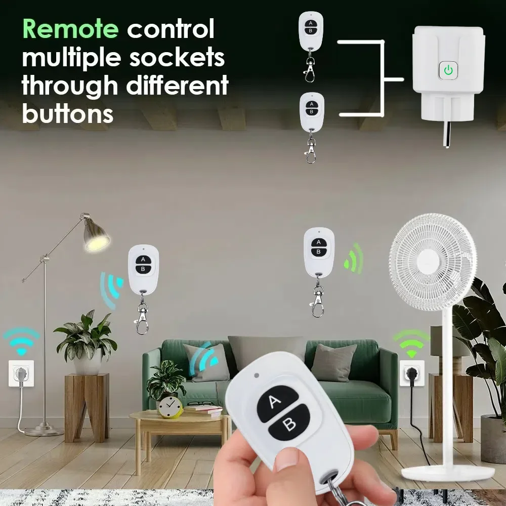 433 mhz Wireless Remote Control Switch 110V 220V 15A EU FR Smart Socket Plug Remote ON OFF Electrical Outlets for Light