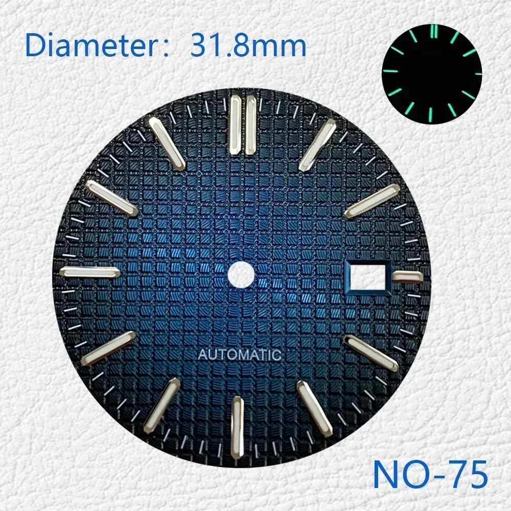 Modificado Oak Dial para o movimento do Japão, relógios luminosos verdes, acessórios, personalização do logotipo, NH35, NH36, 4R, 7S, 31,8 milímetros