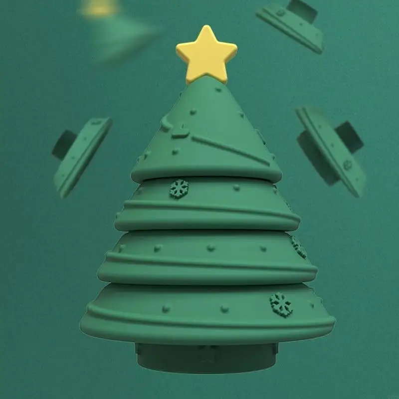 Q22D Silicone Christmas Tree Toy Kids Stacked Intelligent Developing Color Cognition for Baby Girls Boys Learning Playing Toy
