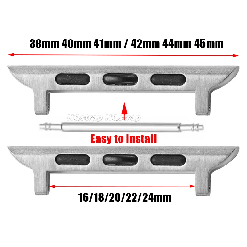 애플 워치 38mm 40mm 41mm 42mm 44mm 45mm용 커넥터 어댑터 스테인리스 스틸 클라스프 어댑터 2개 아이워치 9 8 7 6 5 SE 4용