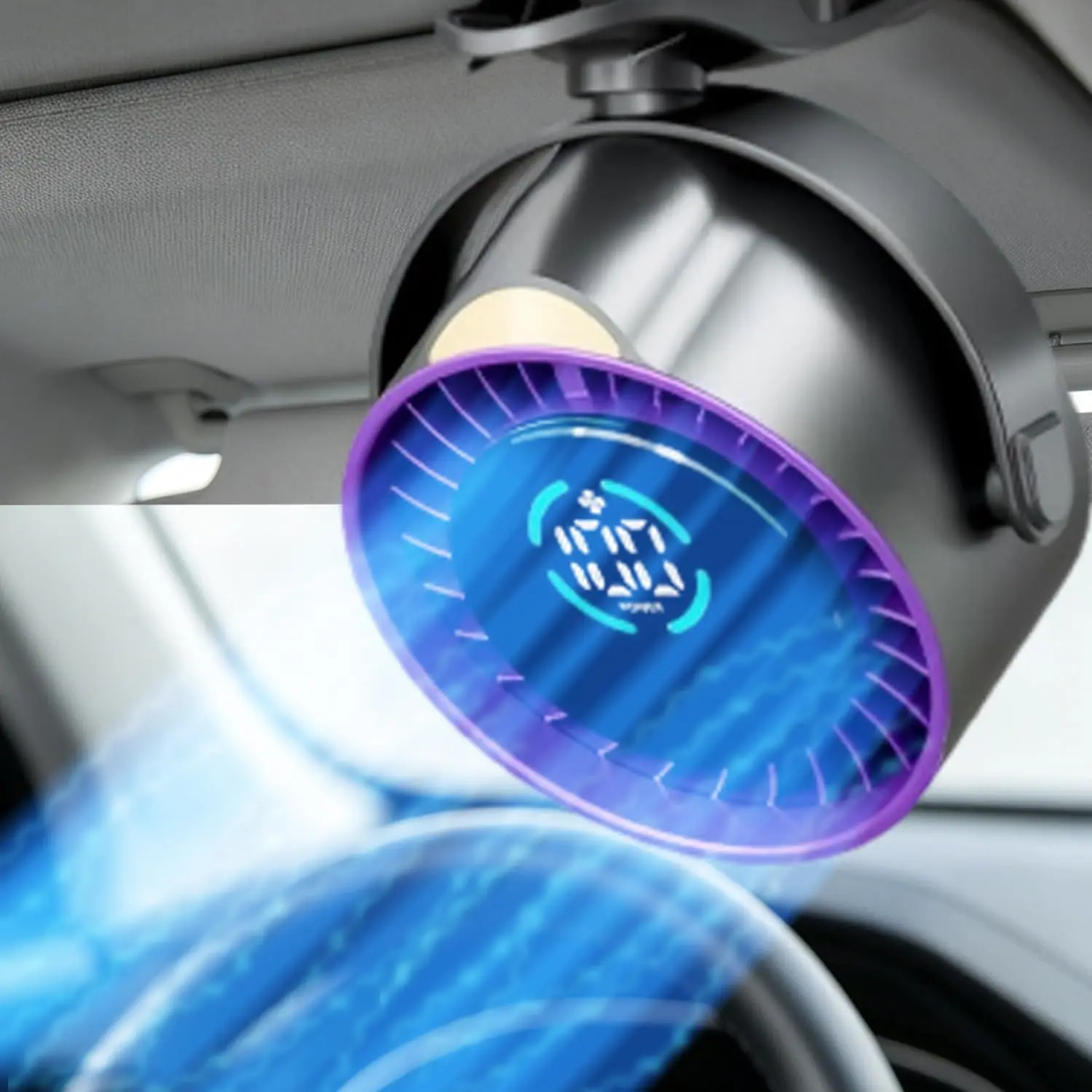 2026 Upgrade Portable Car Fan,Clip‑on/Hang/Stand 3D Circulating Air Car Cooler With LED Display,USB Rechargeable Quiet Vehicle