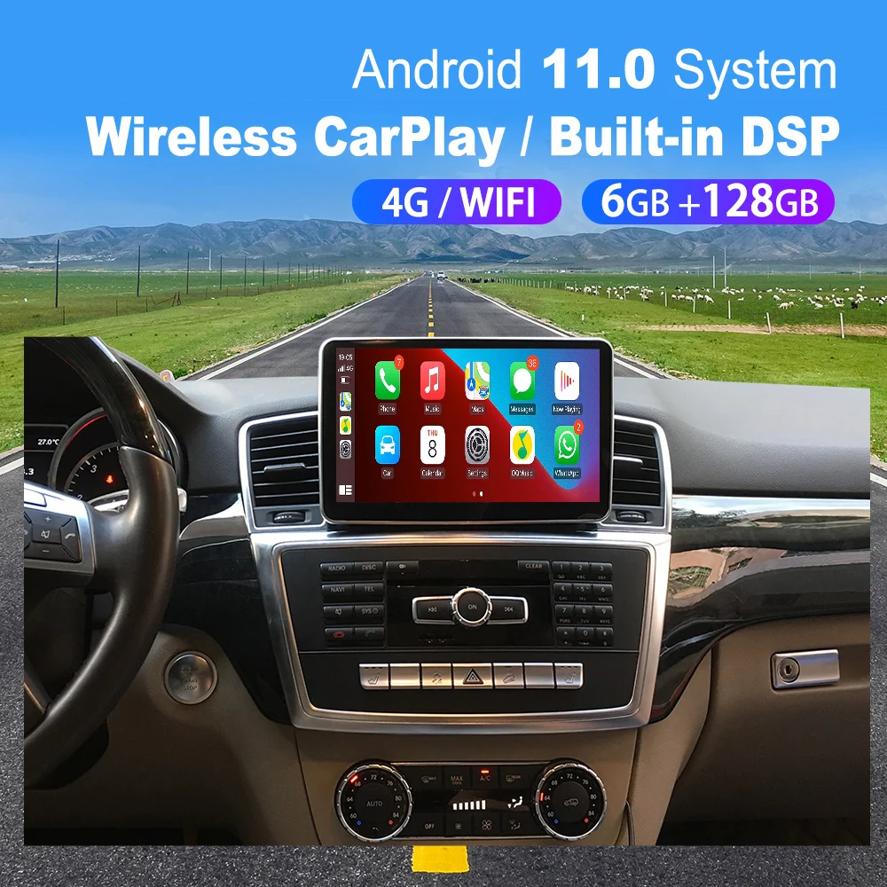 Android 11 untuk Mercedes Benz Class ML W166 GL X166 GL500 Radio Mobil Navigasi GPS CarPlay 2012-2020 Layar Pemutar Multimedia D