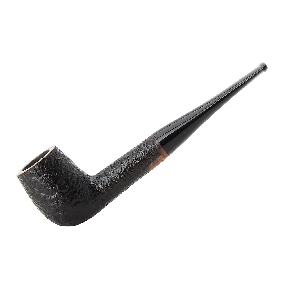 Briar Burl smoking pipe Black Handmade Straight Briarwood Pipe sandblasting tobacco pipe for 9mm filter element Send clean tool