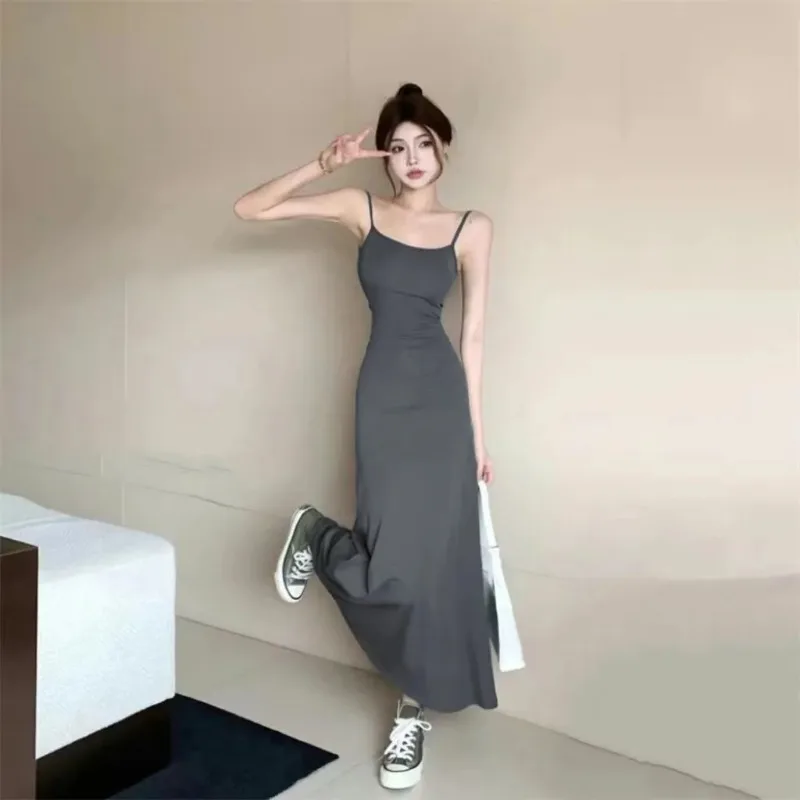 Spaghetti Strap Dresses for Women Summer Clothing Hot Girl Fashion Skinny Streetwear Stylish New Trendy All-match Simple Leisure