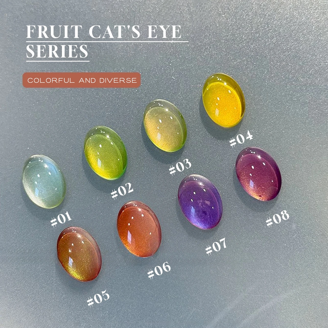 MN 8 ชิ้น 12 มิลลิลิตรฤดูร้อนร้อนขายผลไม้ Magnetic Cat Eye Gel เล็บ 2025 ใหม่ลูกปัดแก้วเล็บ Ice Clear