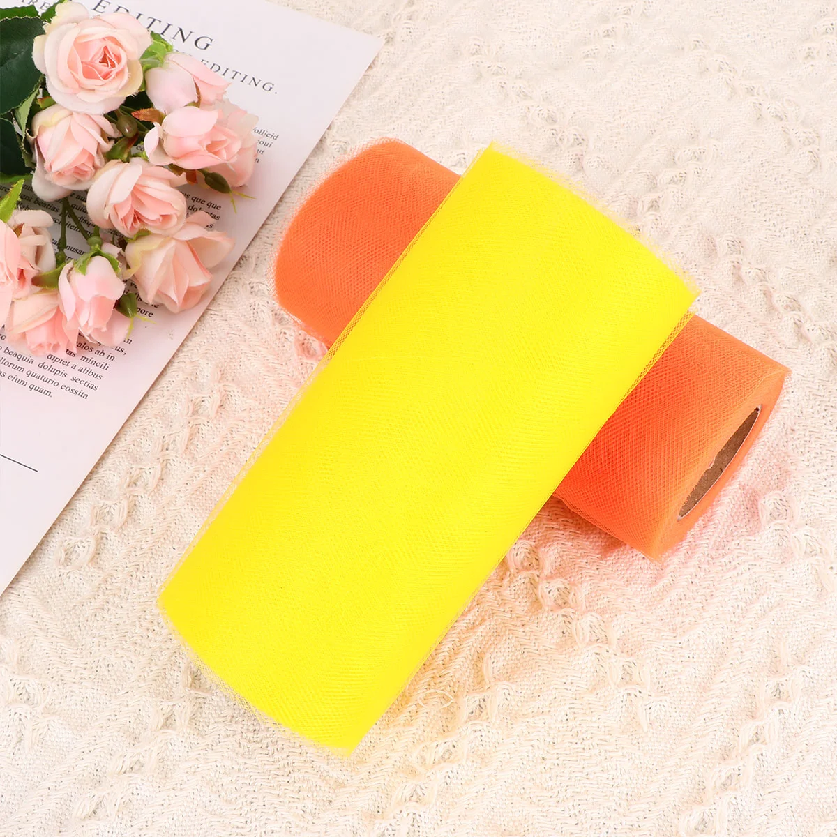 

7pcs Wedding Dress DIY Roll Gauze Thin Skirt Roll Gauze Party Gauze Decor Table Gauze (Red, Orange, Yellow, Green, Dark Purple,