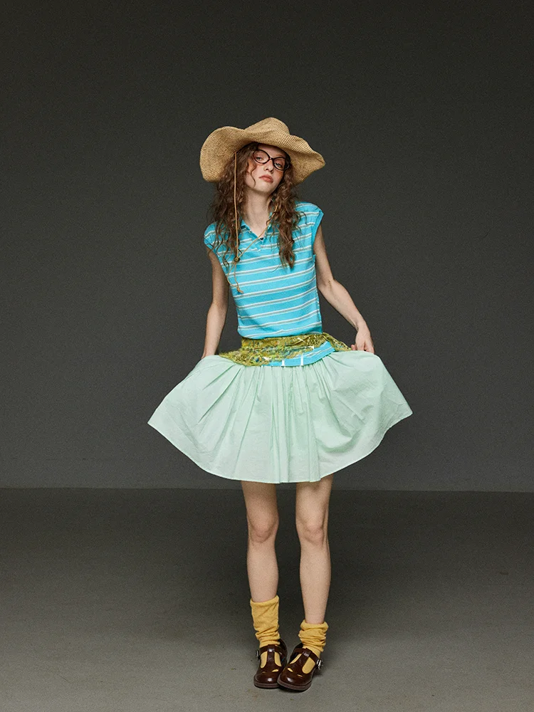 

Летняя женская футболка TNIT Slim Fit с коротким рукавом, вязаная, в полоску, повседневная, с эффектом похудения