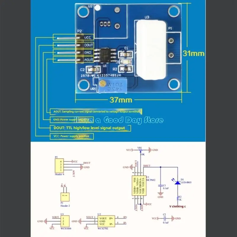 462D DC±35A,AC25A Current Detection Module Hall Current Sensors With Analog TTL Real Time LED Monitoring