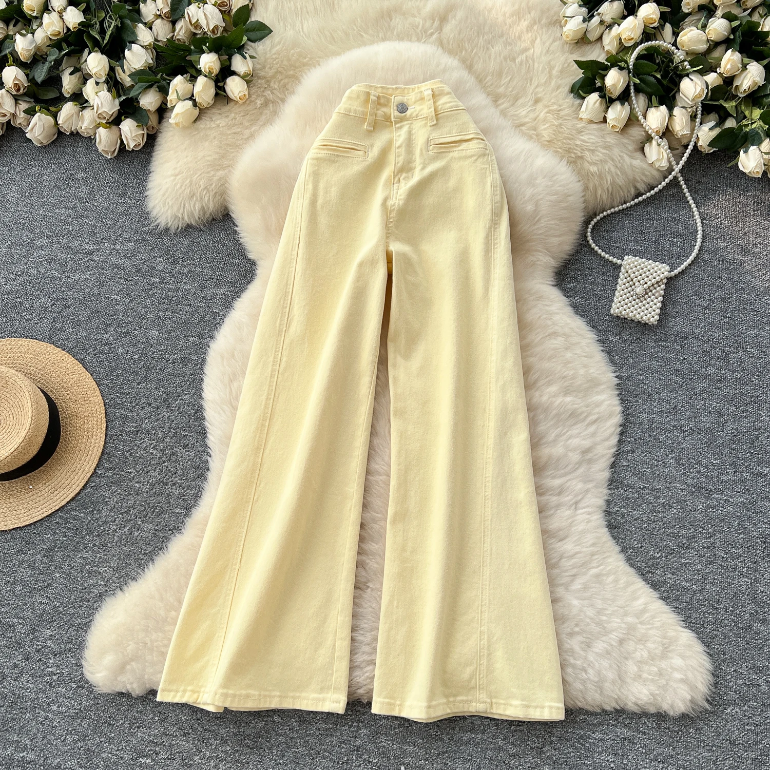 

Chic Sexy loose Tube Tank Elastic High Waist Wide Leg Pants Women Casual High Street Summer Y2k