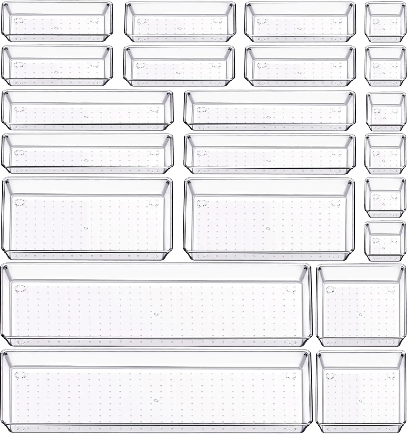 

22-Piece Acrylic Non-Slip Drawer Organizer Bins, Multifunctional Storage for Kitchen, Bathroom, Office & Cosmetics
