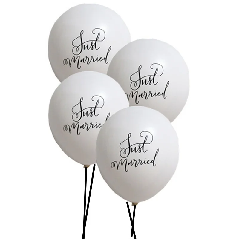 10 sztuk 10-calowych balonów lateksowych Just Married Wedding White Engagement Party Decoration Bridal Shower Decor
