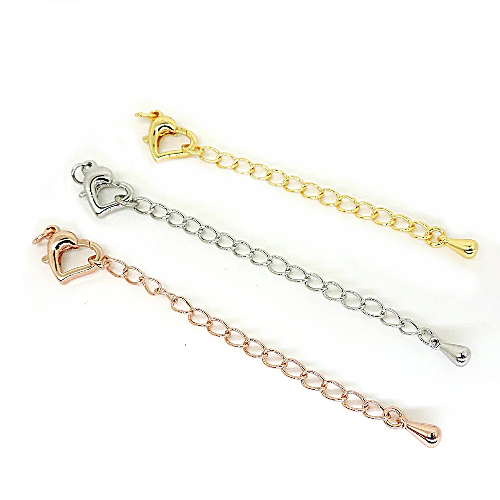 

3Pcs Lobster Clasp Extender Chain Plated Silver 18K Gold Rose Gold Jewelry Extension Necklace Bracelet Durable DIY Making