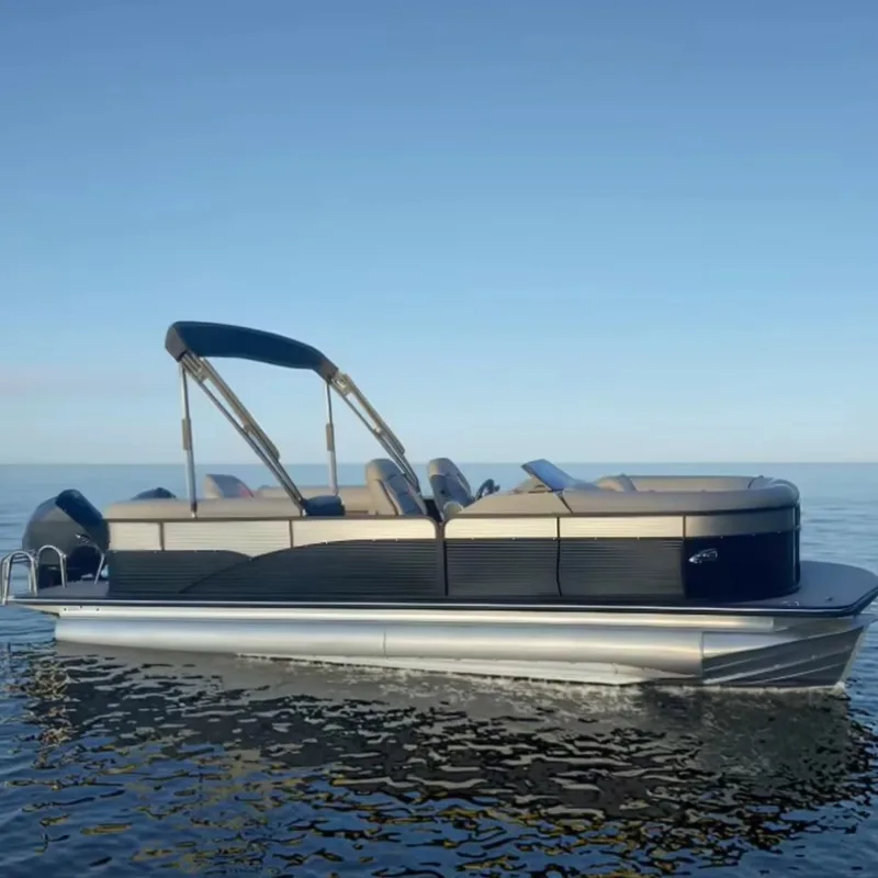 2026 New  High Quality 19ft Aluminum Pontoon Boat with  Outboard Motor for Friend Party and Family Entertainment
