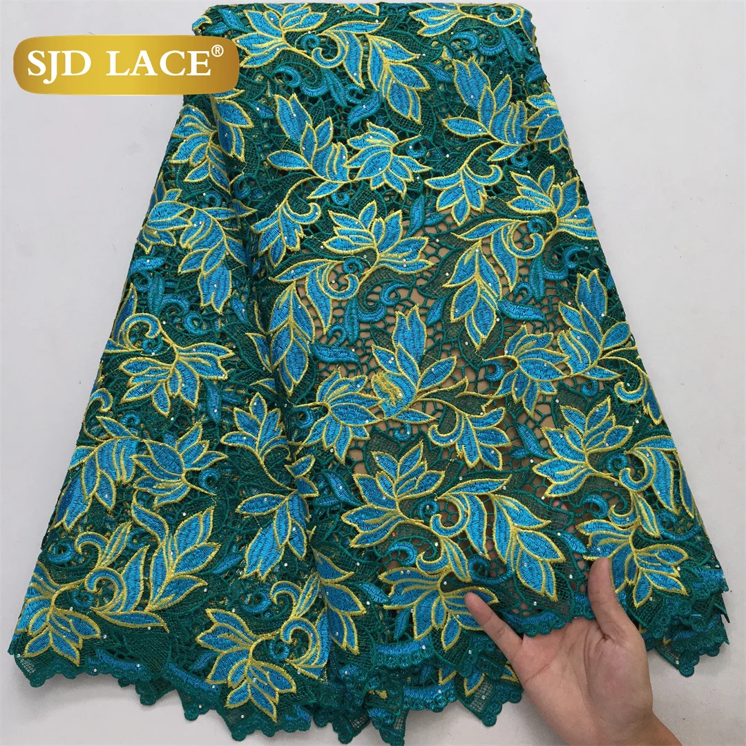 

SJD LACE 5Yards African Guipure Cord Lace Fabric 2024 Latest Nigerian Water Soluble Lace for Sewing Women Material Dresses 4091