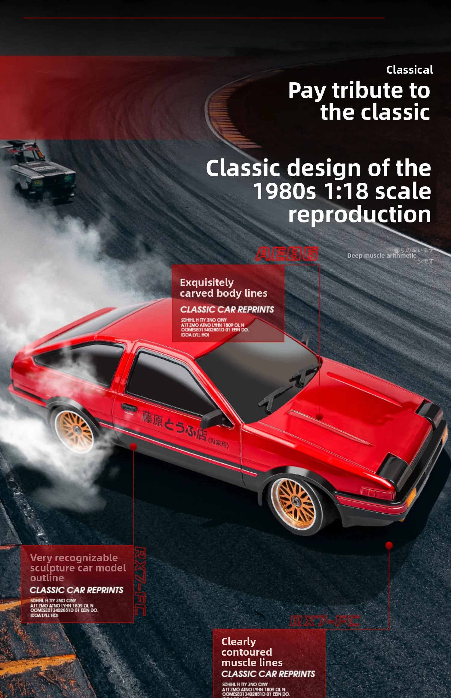 

Радиоуправляемая дрифт-машина LDRC LD1801 AE86 1:18 с гироскопом, LED-подсветкой, пультом 2.4G и шинами, игрушка для детей, подарок