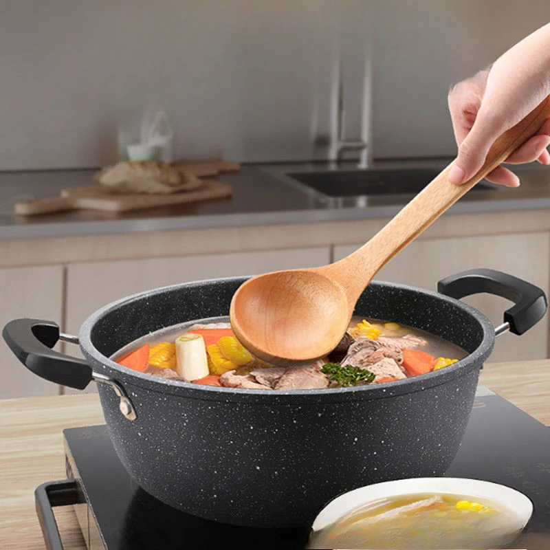 Universal Maifan Stone Soup Pot Non-stick with Lid Kitchen Cooking Household Two Ears Cookware Gas Induction Cooker