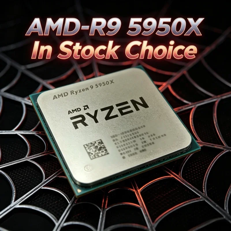 AMD Powerful Ryzen 9 5950X Unlocked Processor, 16C32T, Up to 4.9GHz, AM4 Socket, Bulk Version Without Cooler for Gaming