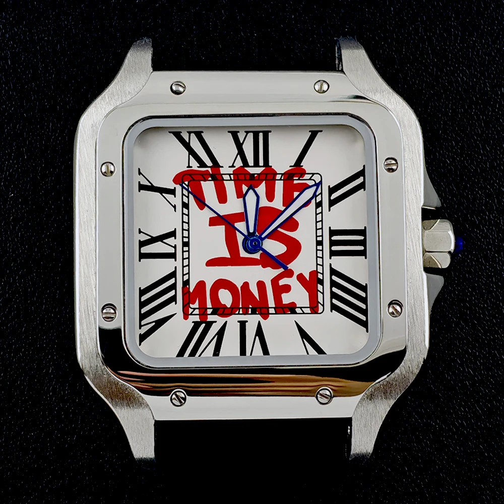 NH35 Santos Case ساعة رجالية الوقت هو حافظة ساعة المال 38 ملم حافظة من الفولاذ المقاوم للصدأ NH35 إكسسوارات الساعة