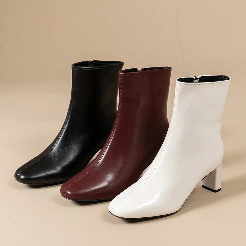 

Women Autumn Winter Square Toe Women's Boots Fashion Zipper Casual Comfortable Ankle Boots for Woman Plus Size 42 Short Boots