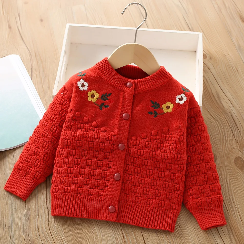 Girls Sweaters Autumn Winter Children Knitted Coats For Baby 1 3 4 5 6 Years Kids Woolen Jackets Clothes Toddler Outerwear Tops