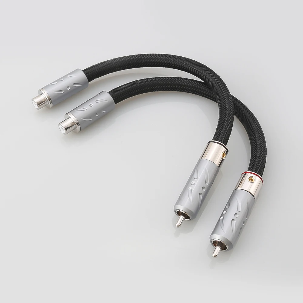 

15cm Pure Silver Cable Viborg RCA Male Plug to Viborg RCA Female Extension Cable HIFI