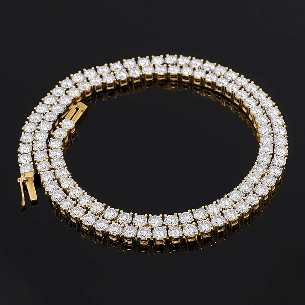 Zertifizierte Vollmoissanit-Tennis-Halsketten, Armbänder für Damen und Herren, 100 % S925-Silber, 3/4/5/6,5 mm, Labordiamant-Riviera-Halskette