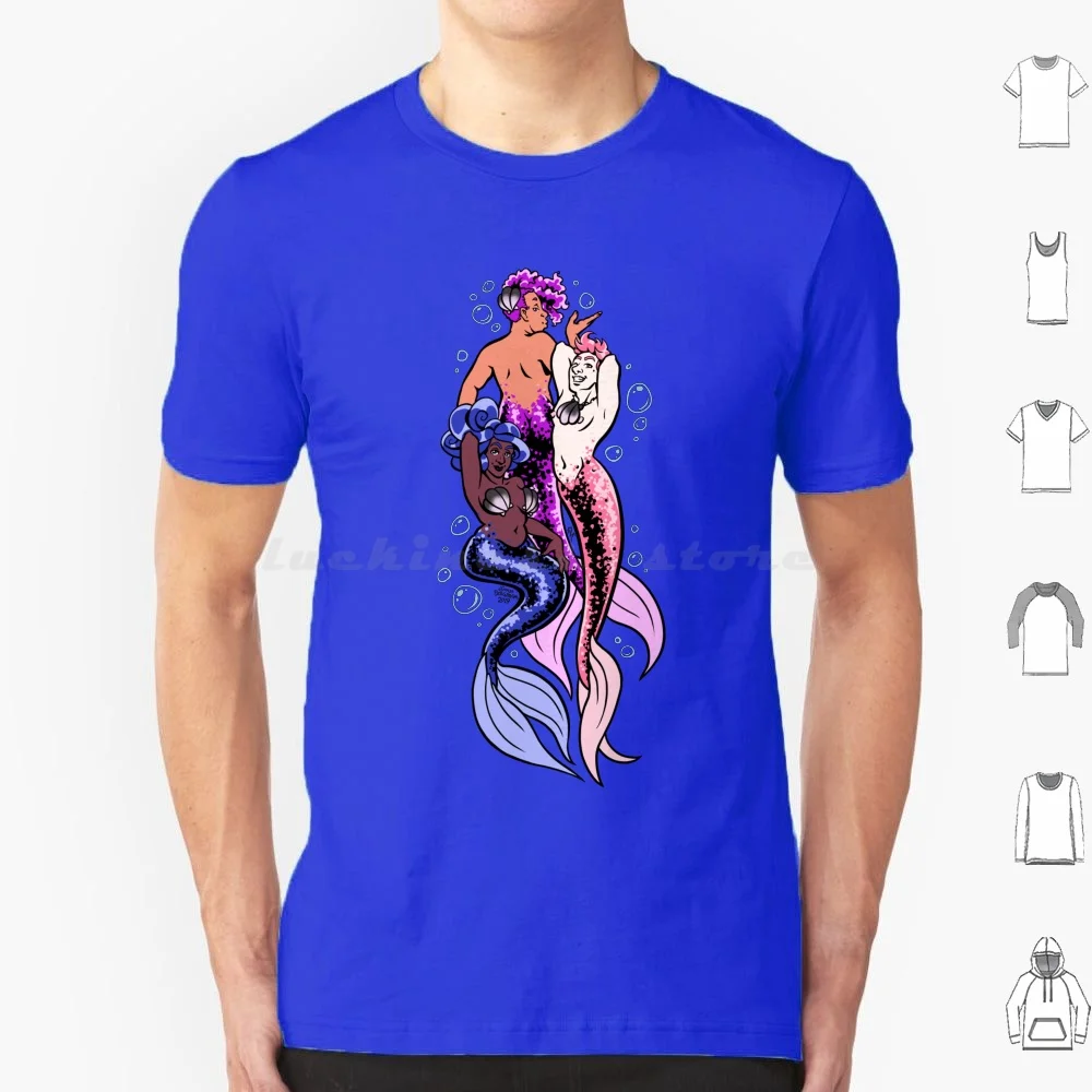 Pride Merfolk Trio ( Gender Fluid ) T Shirt Cotton Men Women DIY Print White Black Purple Violet Genderfluid Gender Fluid