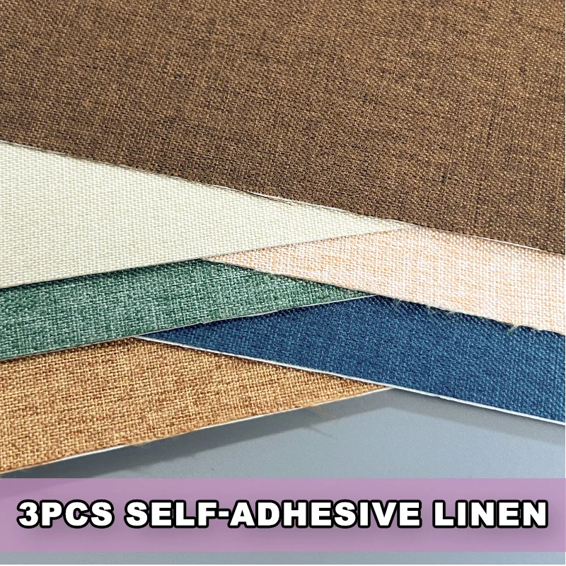 3 pièces de patch en lin auto-adhésif épaissi de 20,5 x 28 cm, textile flexible pour réparer les éraflures et les déchirures, artisanat domestique
