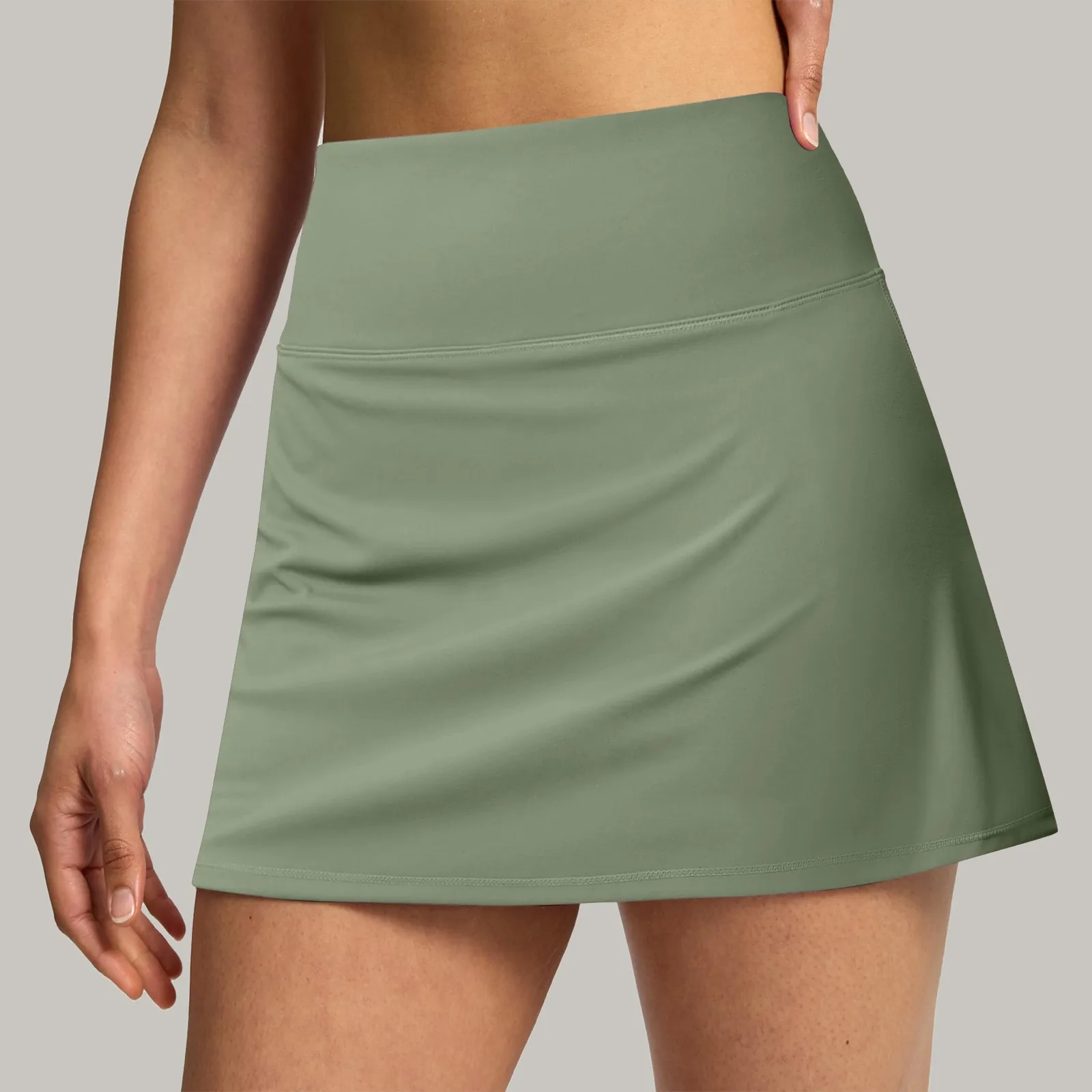 

Fitness Casual High Waist Solid Color Women Sports Skirt Shorts Running Tennis Golf Breathable Shorts Slim Knee-Length Bottoms