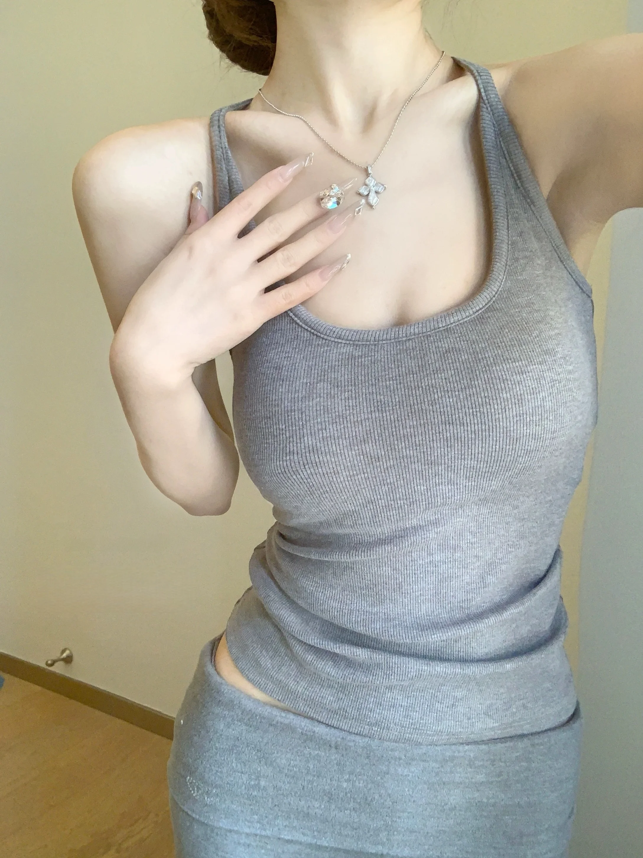 

95% Cotton Strap Vest Women Summer Large Size Cover Side Breast Inner Wear Base Layer Outer Wear Beautiful Backless Top