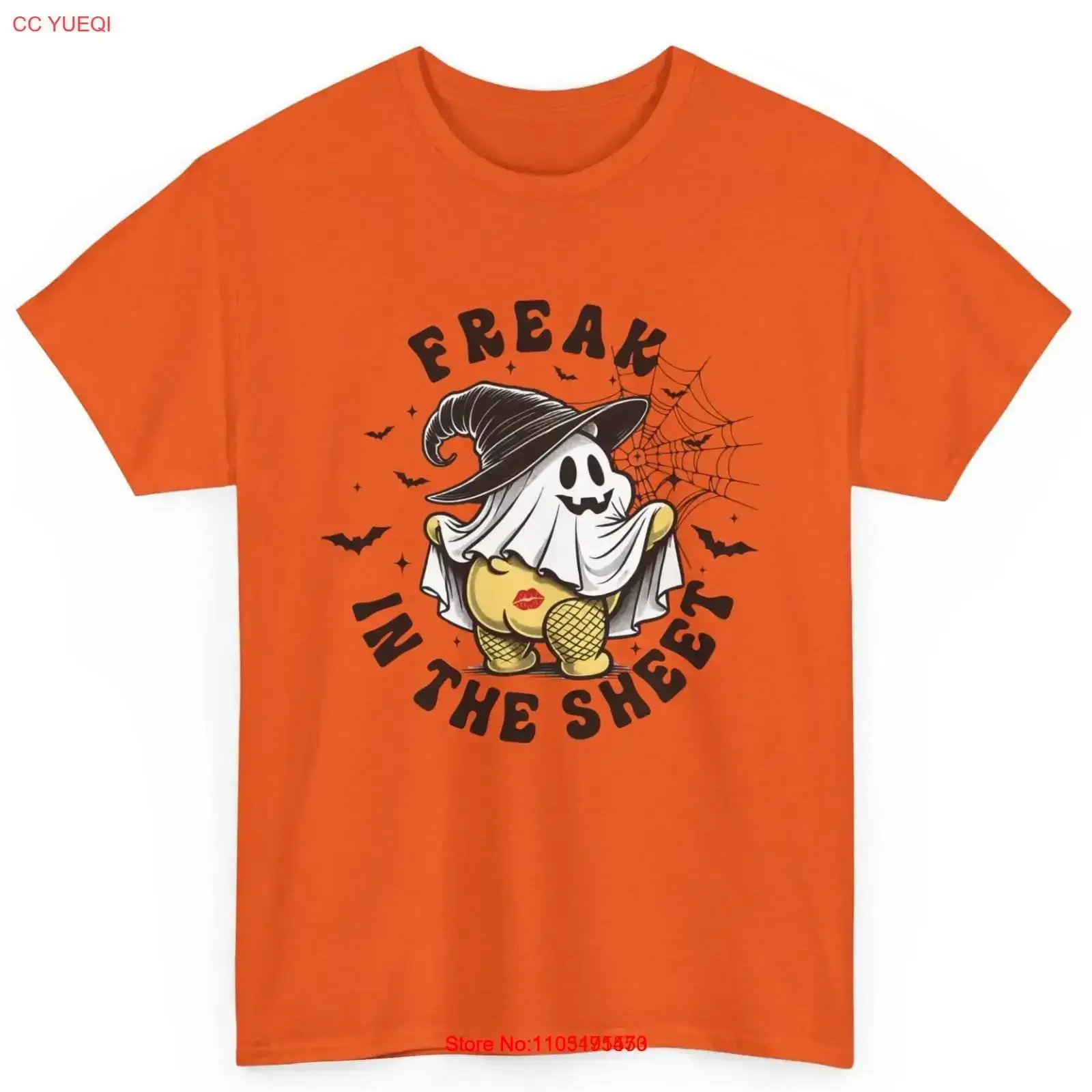 Halloween Boo Ghost Freak in The Sheet Funny Cotton T Shirt vintage Washed designer clothes streetwear homme Stretched Stylish