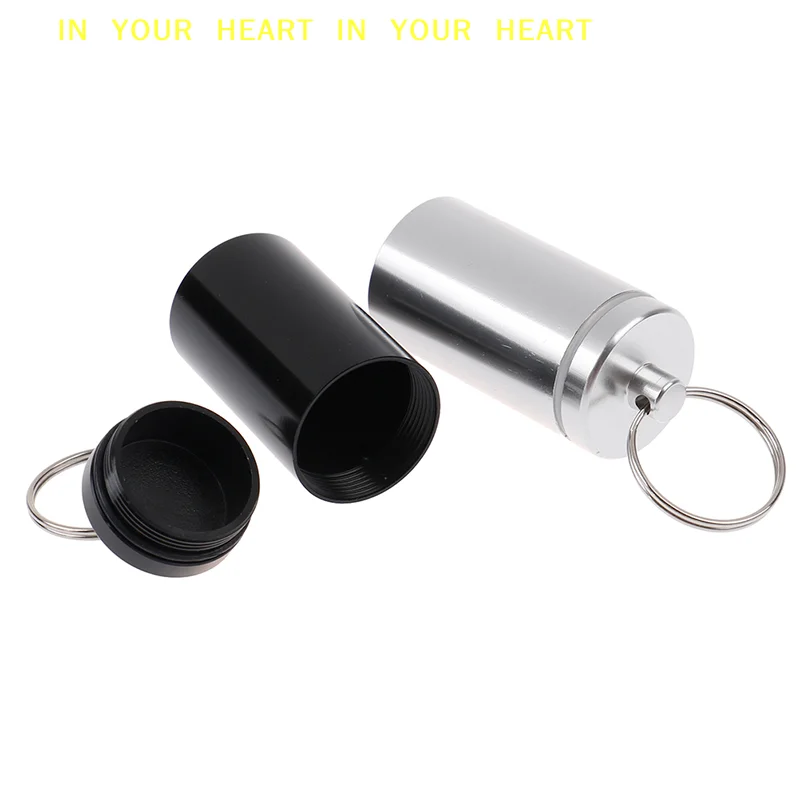 【X】Aluminum Alloy Mini Storage Medicine Bottle Mini Metal Waterproof Alloy Pill Box Case Bottle Holder Container