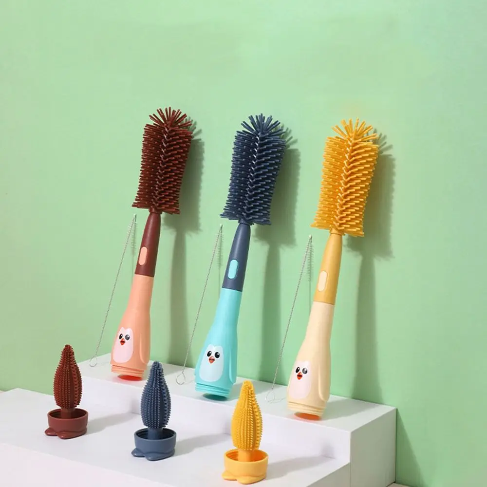 

Degree Rotation Water Bottle Cleaner Baby Bottle Brush Set Cup Cleaning Tool Bottle Cleaning Brush Cartoon Penguin Bottle Brush