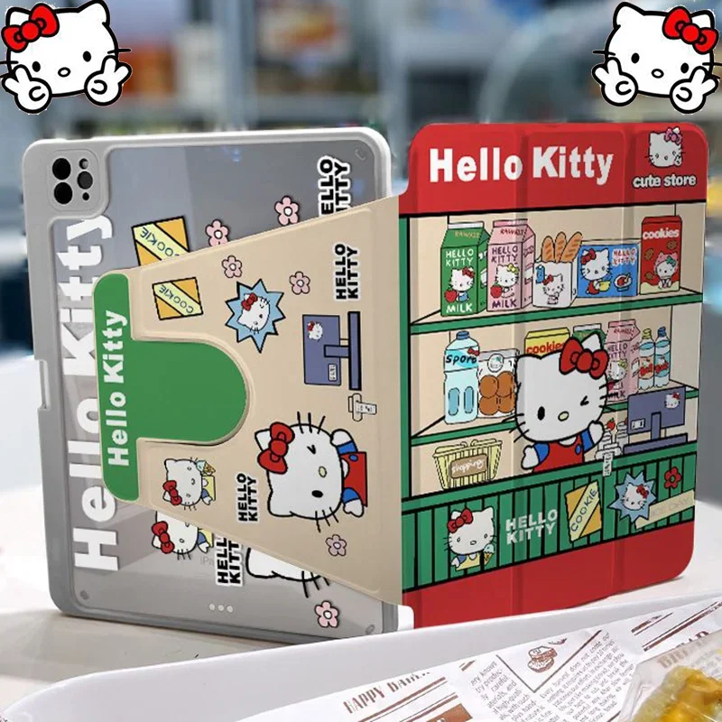 Cute Holle Kitty Rotate IPad 10 Case Cartoon 2022 IPad Pro 11 Inch Mini6 7th Generation Anime Accessories Tablet Case Girl Gifts