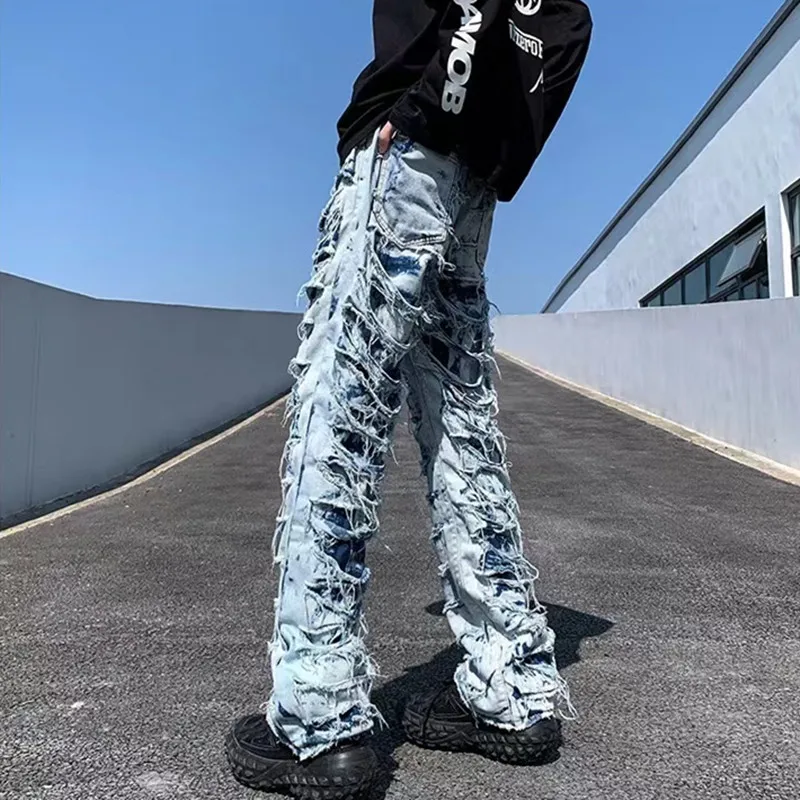 2023 Ropa Grunge Y 2K Streetwear Gestapelde Gescheurde Jeans Baggy Broek Mannen Kleding Straight Kanye Hiphop Denim Broek Kot Pantolon