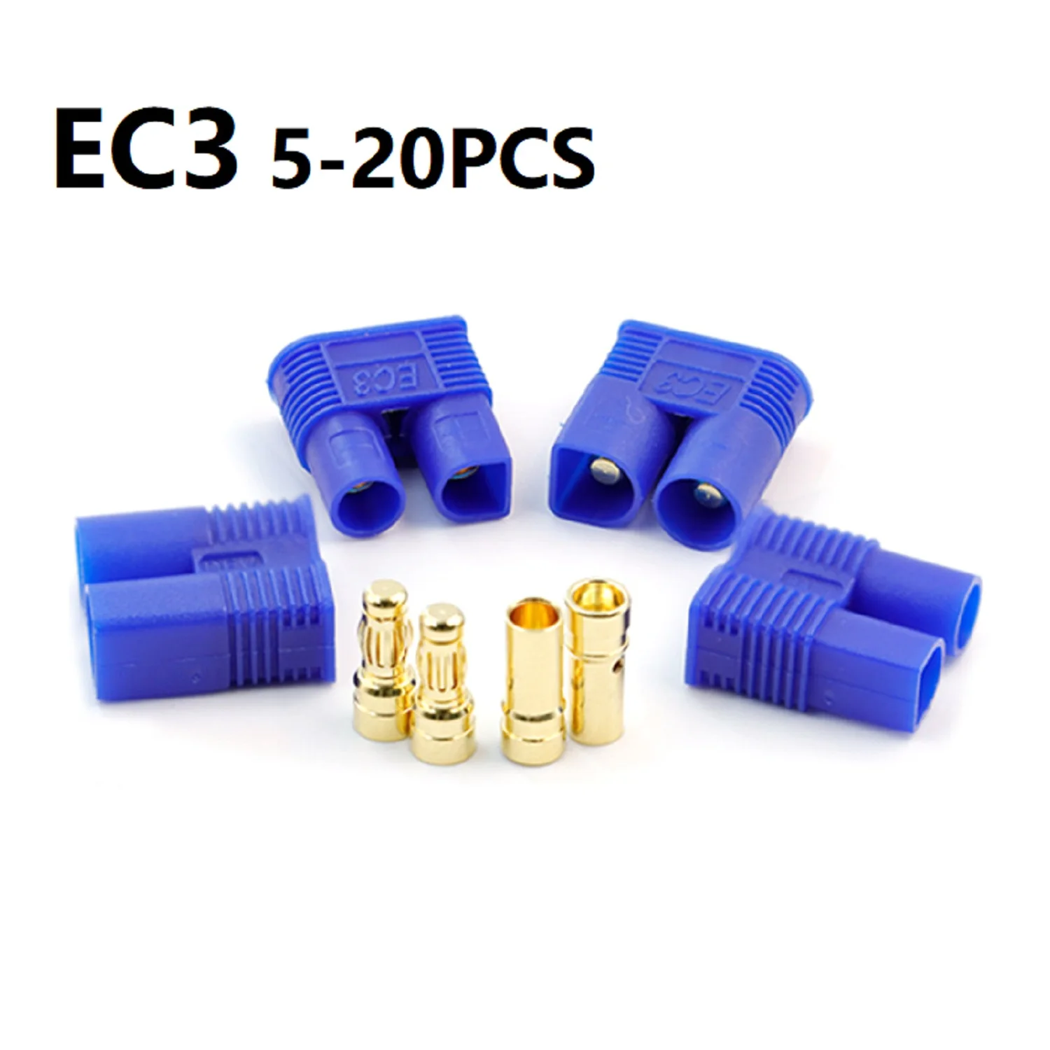 5-20pcs EC3 Battery Connector Plugs EC3 Male Female Banana Plug Connectors Gold Bullet Connector for RC ESC LIPO Battery