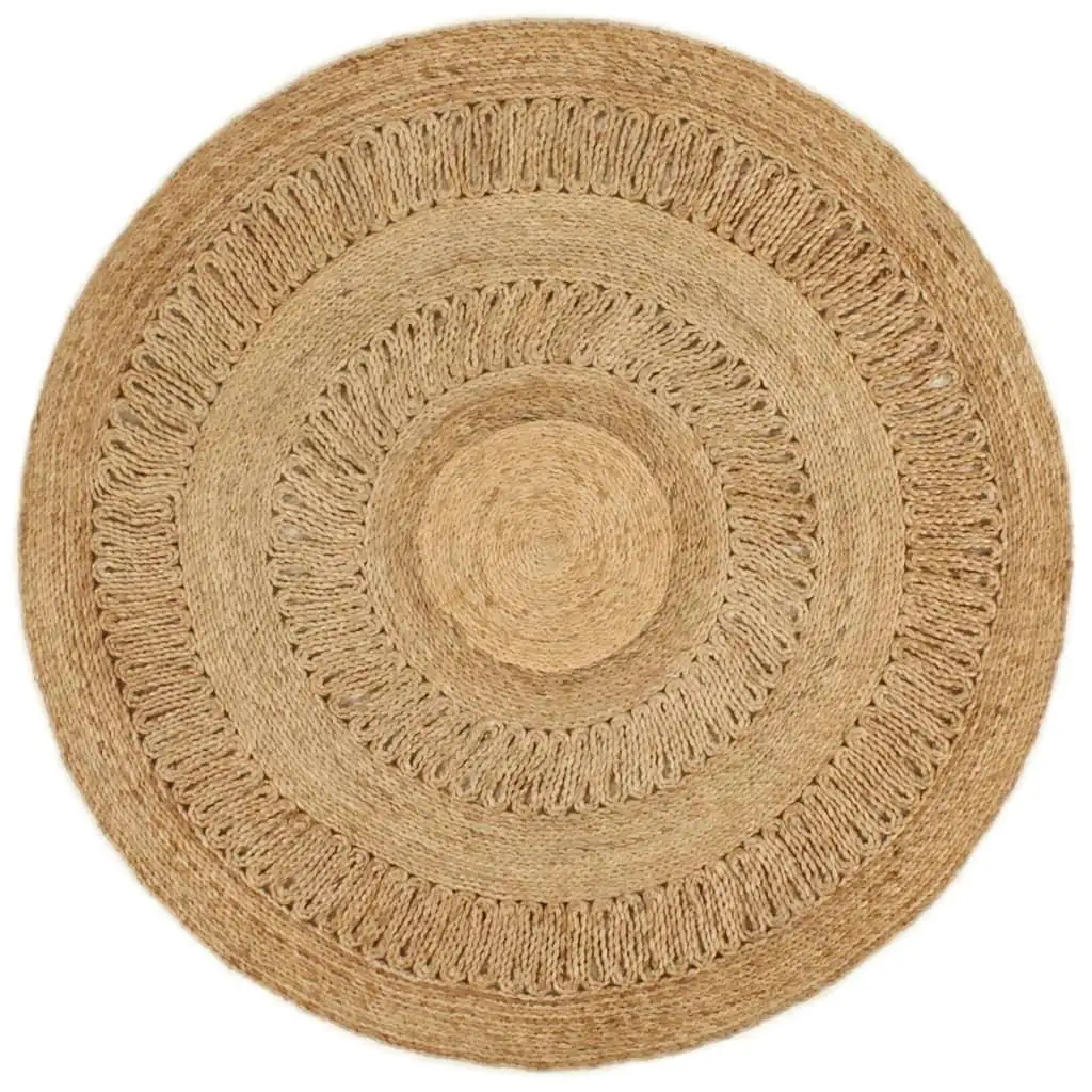 120 cm Round Hand-Braided Jute Area Rug - Eco-Friendly Home Decor