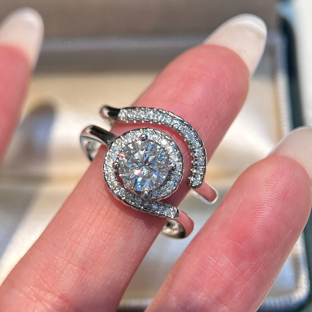 

1 Carat Eye-shape Moissanite Wedding Ring Set for Women 925 Sterling Silver Halo Diamond Engagement Proposal Rings Bridal Band