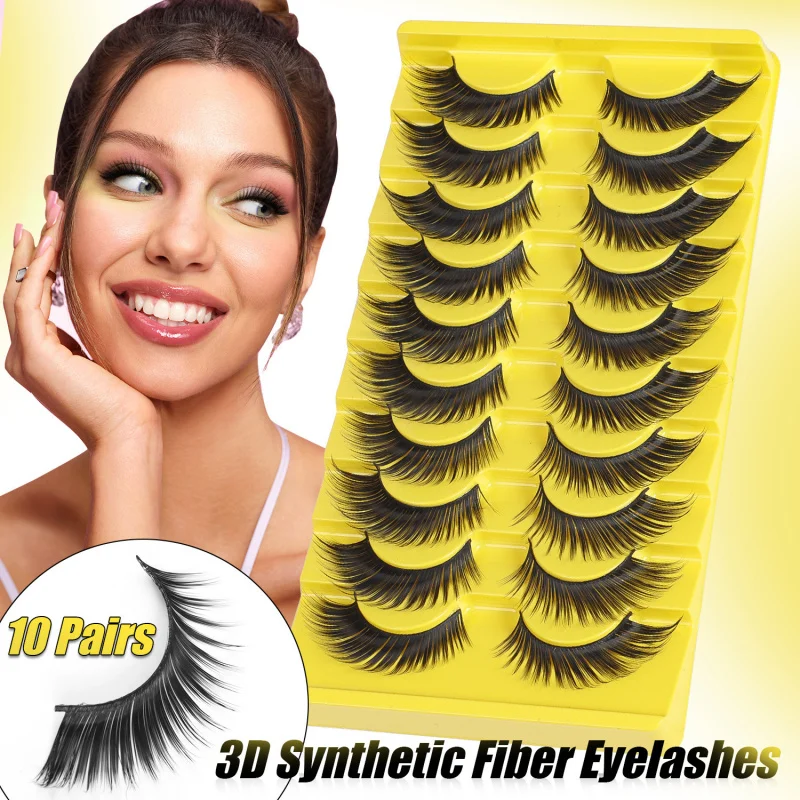 

10 Pairs Fox Eye Lashes Fluffy False Eyelashes Natural Individual Lashes Thick Fake Eyelash Strip For Girls Gift