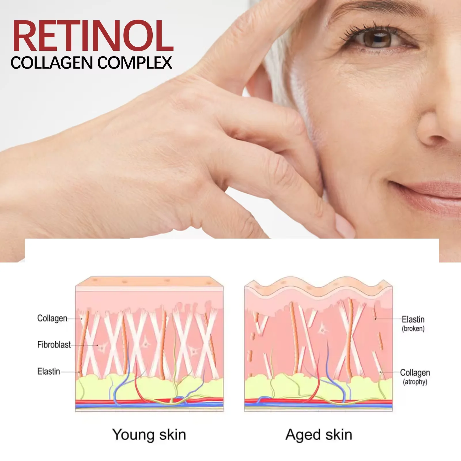 Retinol Rimpel Remover Gezicht Set Instant Verstevigende Lifting Anti-Aging Serum Vervagen Fijne Lijntjes Whitening Koreaanse Huidverzorgingsproducten